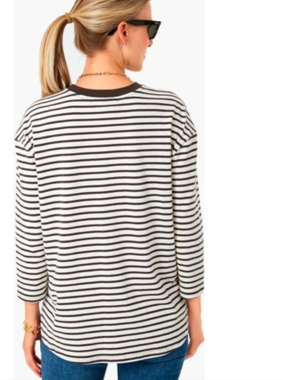 Pomander Place Tuckernuck Brown Striped Popover Knit Shirt Brown Cream - Picture 11 of 16
